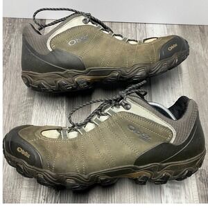 Oboz Bridger Low Mens 14 Hiking Shoes Olive Brown Leather Trail Sneakers